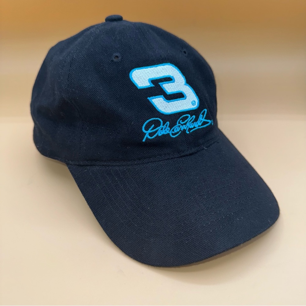 Vintage Dale Earnhardt‎ Black Cap with Blue Embroidery, NASCAR EUC